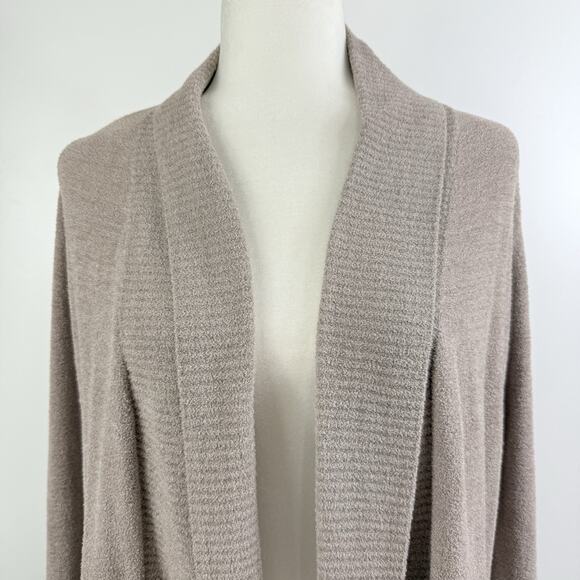 Barefoot Dreams Cozychic Ultra Lite Knit Cardigan XS Tie Back Shawl Collar Taupe - Picture 2 of 13